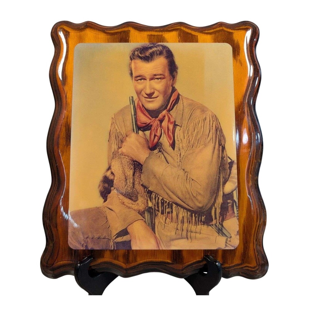Vintage John Wayne The Duke Wooden Wall Plaque High Gloss Western Decor 10x12